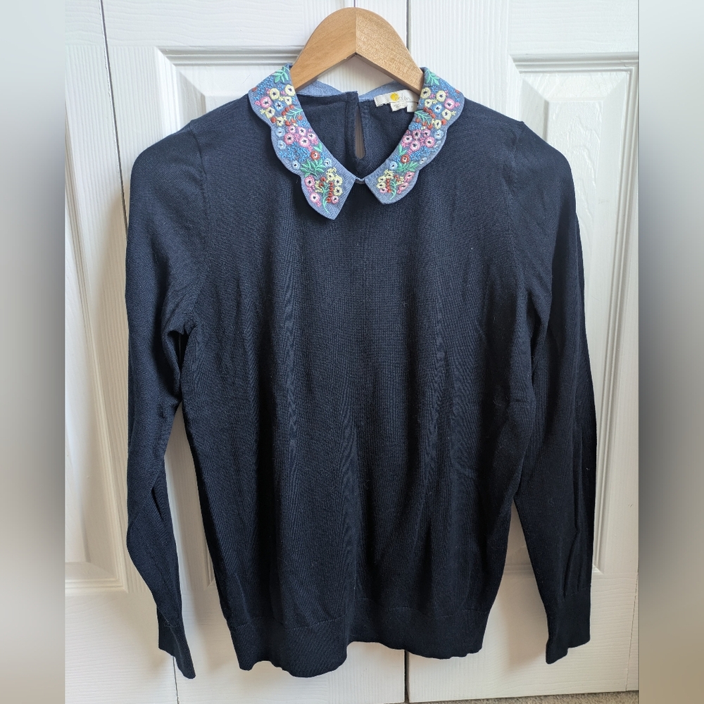 Boden Navy Colette Collared Sweater
